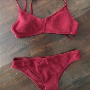 maroon bikini
